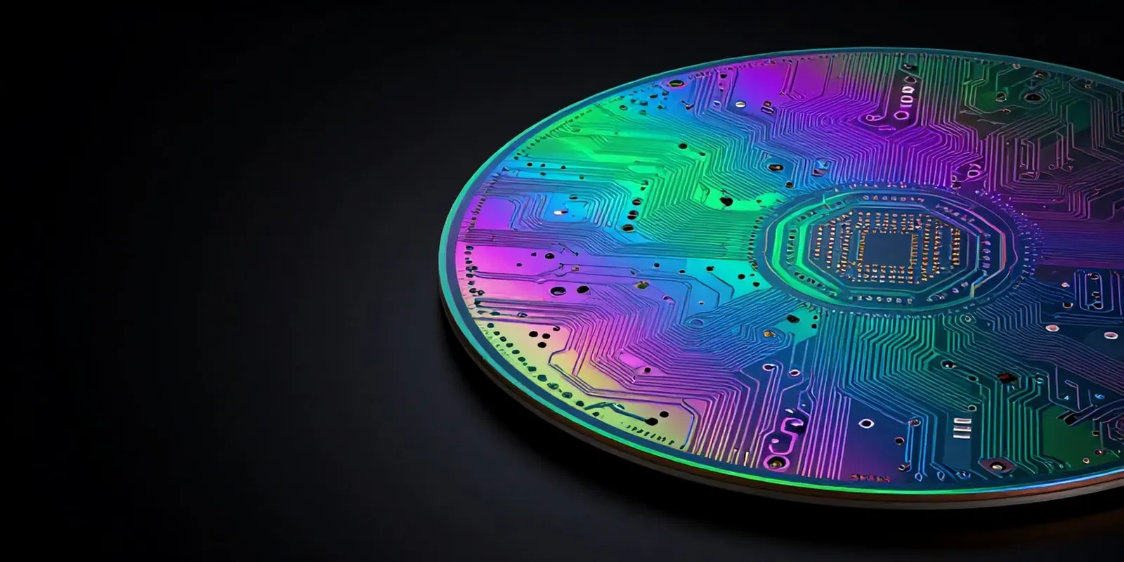 Prime-grade silicon wafer with iridescent thin-film reflection
