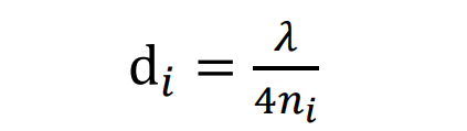 Quarter-wave thickness condition for each layer in the stack