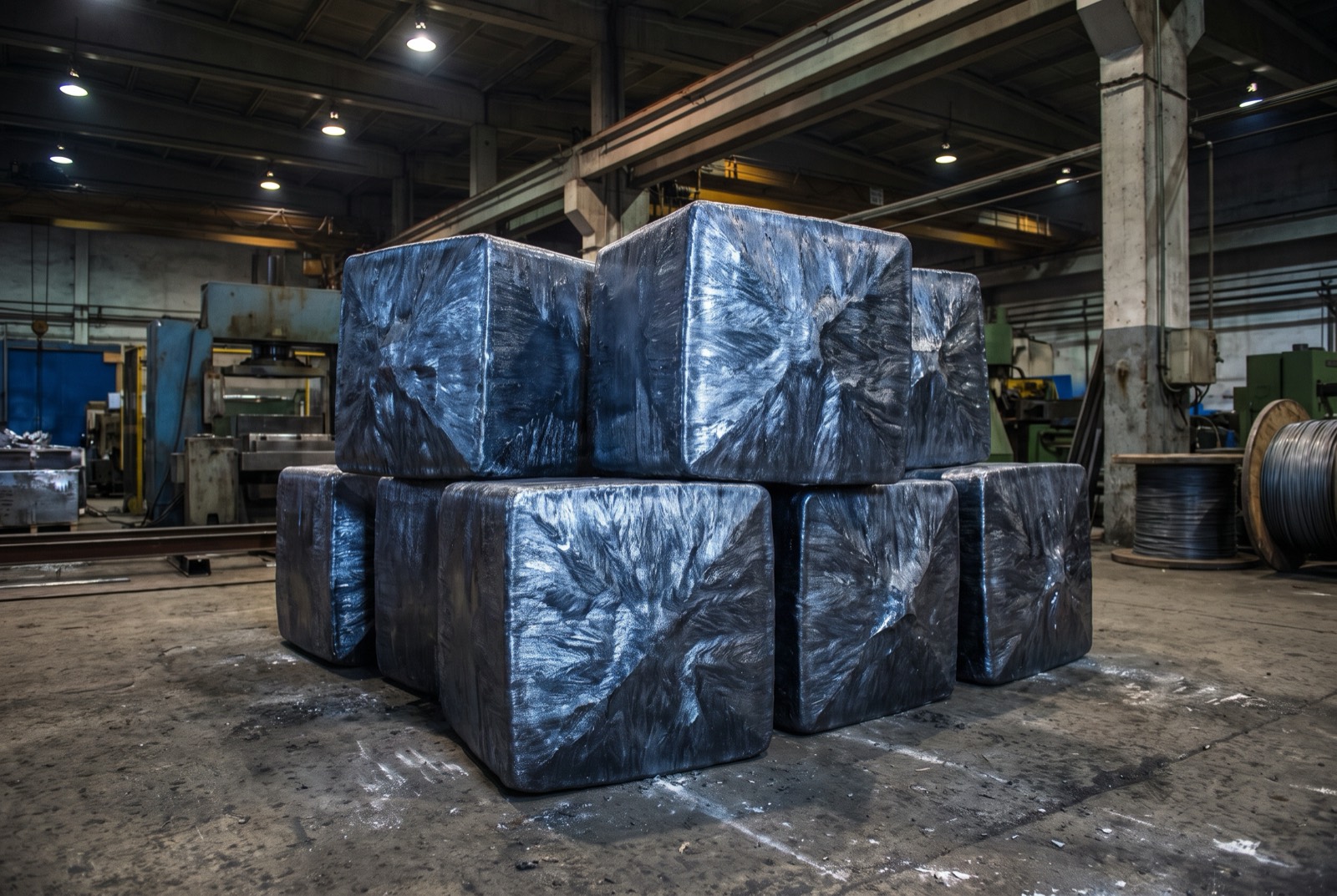 Stack of square multicrystalline silicon ingot blocks